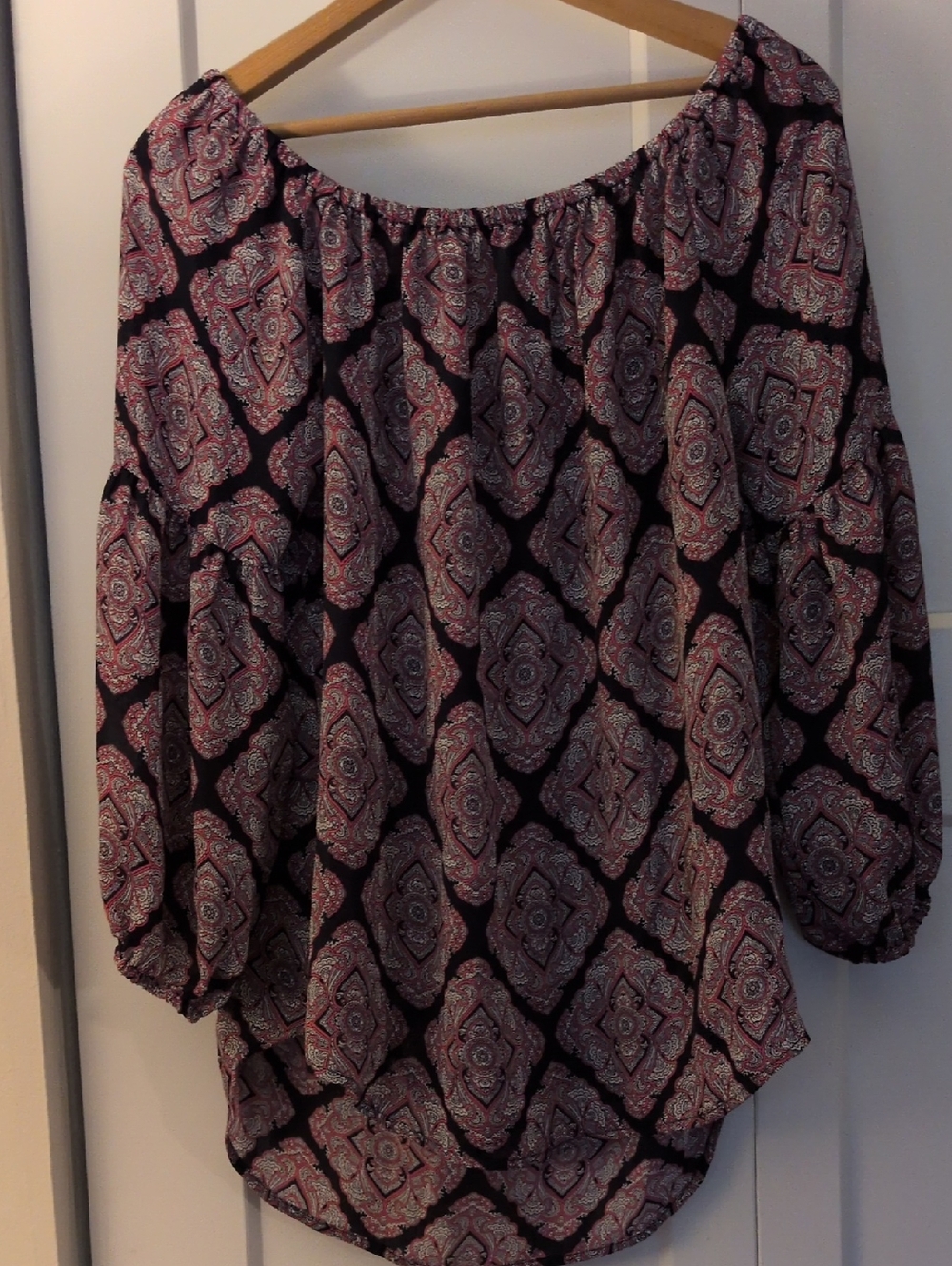 Michael Kors Black and Pink Off-Shoulder Printed Tunic